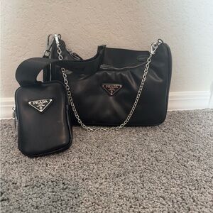 Black leather crossbody bag